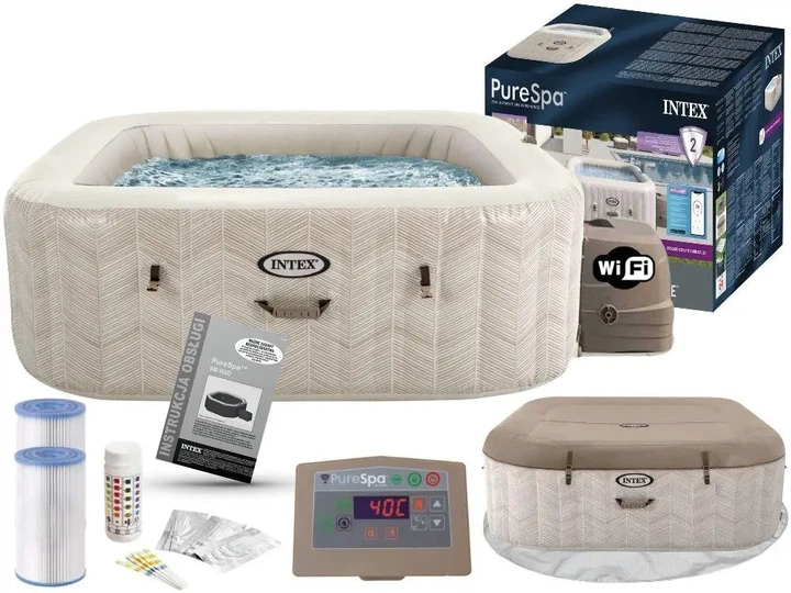 Надувной джакузи с подогревом Бассейн Intex СПА PureSpa Greywood Deluxe Wi-Fi 196 х 71 см 6 человек Объем 1098 л - изображение 7