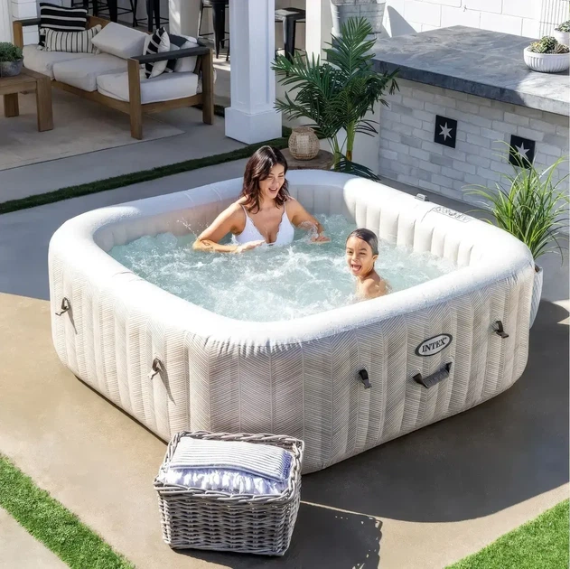 Надувной джакузи с подогревом Бассейн Intex СПА PureSpa Greywood Deluxe Wi-Fi 196 х 71 см 6 человек Объем 1098 л - изображение 9