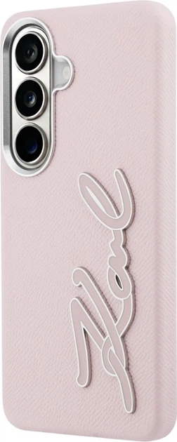 Чохол Karl Lagerfeld Grained Signature Metal Resin Logo для Samsung Galaxy S26 Pink (KLHCS26SPGFKSRSP) - зображення 3