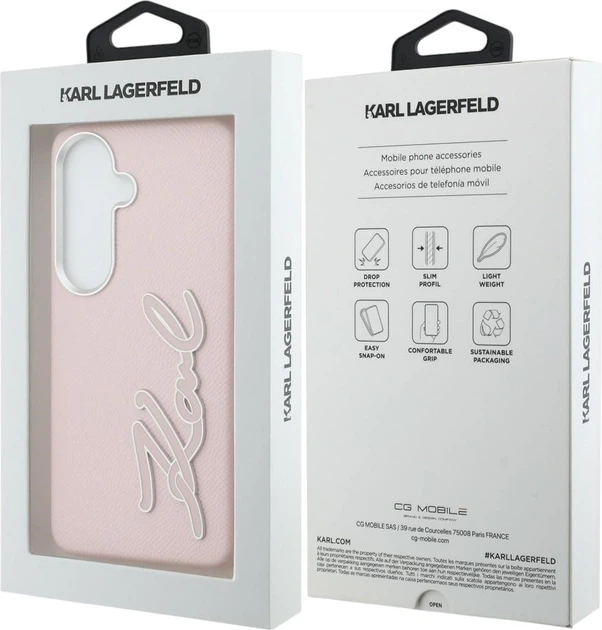 Чохол Karl Lagerfeld Grained Signature Metal Resin Logo для Samsung Galaxy S26 Pink (KLHCS26SPGFKSRSP) - зображення 8