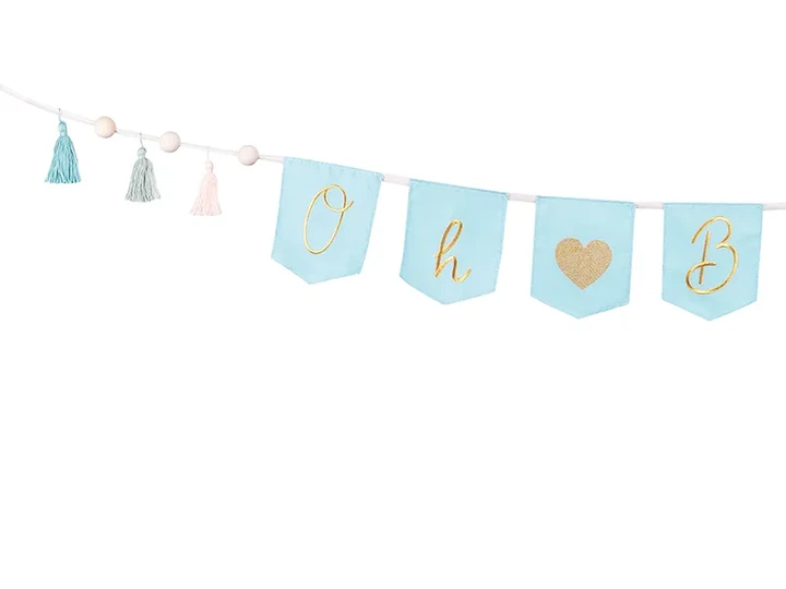 Baner PartyDeco Oh Baby z frędzlami 2,5 m Błękitny (GRL100-011) (5904555015227) - obraz 2