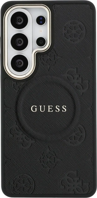 Чохол Guess Saffiano Peony Embossed Ring MagSafe для Samsung Galaxy S26 Ultra Black (GUHMS26LPSAMSECK) - зображення 2