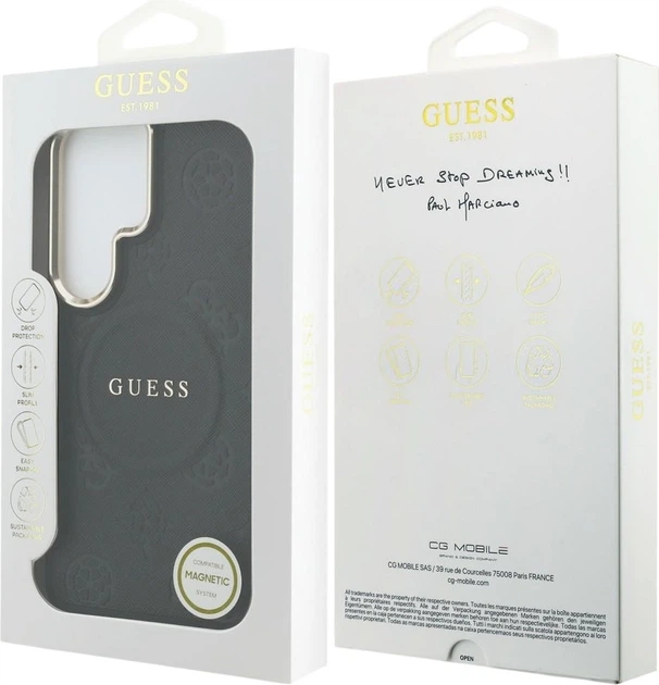 Чохол Guess Saffiano Peony Embossed Ring MagSafe для Samsung Galaxy S26 Ultra Black (GUHMS26LPSAMSECK) - зображення 8