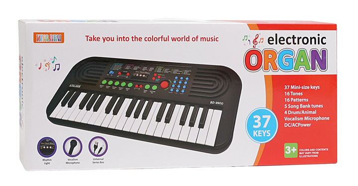Дитяче піаніно синтезатор із мікрофоном від мережі та батарейок Electronic Organ 37 клавіш - зображення 2