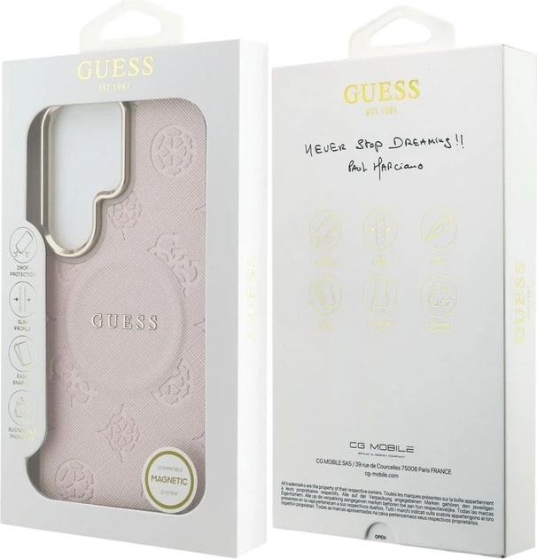 Чохол Guess Saffiano Peony Embossed Ring MagSafe для Samsung Galaxy S26 Ultra Pink (GUHMS26LPSAMSECP) - зображення 8