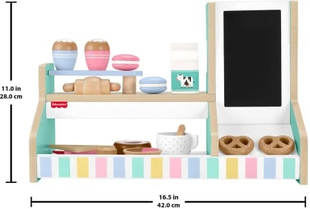 Дерев’яний набір для гри Fisher-Price Wood кафе 20 елементів 689018 (194735238675) - зображення 3