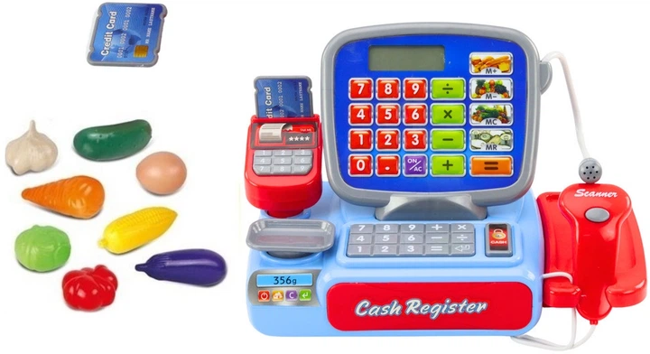 Kasa sklepowa LeanToys czytnik-kalkulator z efektami 21 elementów 549678 (5905323219793) - obraz 3