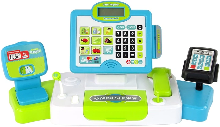 Kasa sklepowa LeanToys Happy Cashier z efektami 23 elementów 511461 (1818912522430) - obraz 3