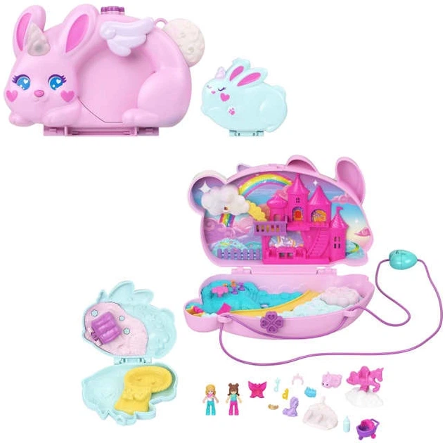 Zestaw do zabawy Mattel Polly Pocket kompaktowa torebka Bunny Fun 2w1 z akcesoriami 16 elementów 731572 (194735305599) - obraz 2