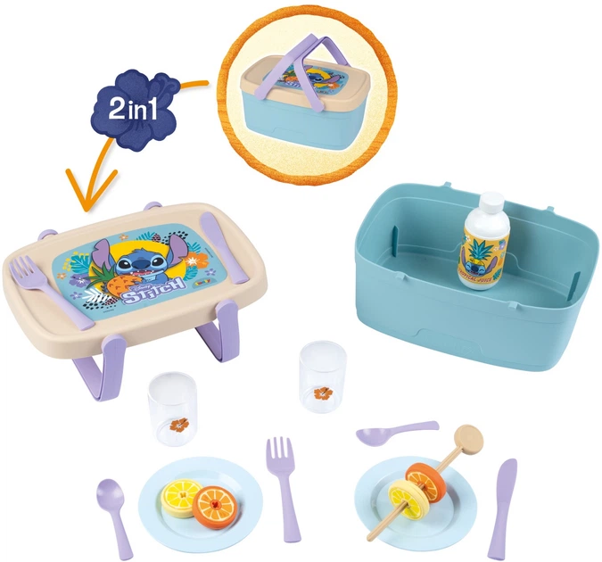 Zestaw naczyń Smoby Stitch koszyk piknikowy 2w1 16 elementów 760671 (3032163125167) - obraz 3