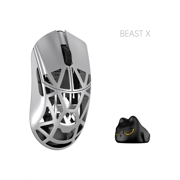Мишка ігрова WLMOUSE Beast X Pro Metallic Silver Solid Slides - Фото 1 Мишка ігрова WLMOUSE Beast X Pro Metallic Silver Solid Slides - зображення 1