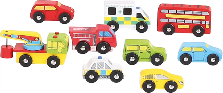Набір дерев'яних транспортних засобів Bigjigs Toys 9 шт 2999498 (691621090602) - зображення 2