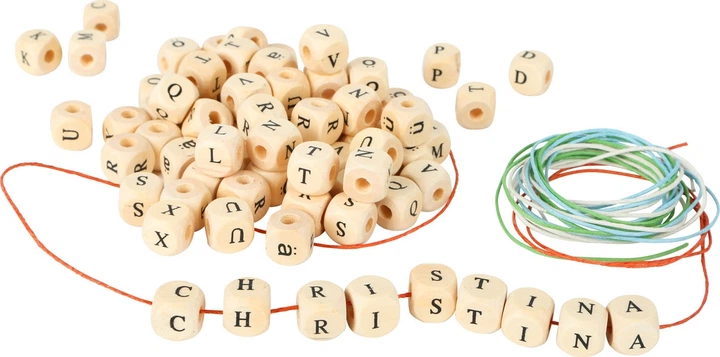Набір кубиків Small Foot Wooden Letter Bead Necklace Making 300 шт 7553 (4020972075536) - зображення 2