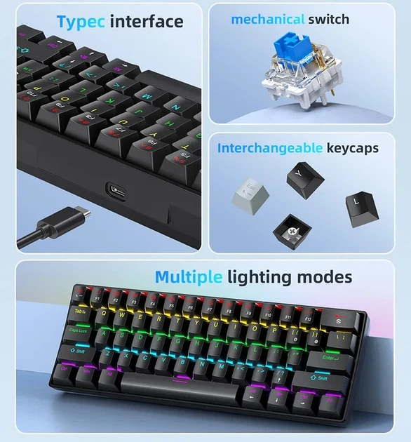 Механическая клавиатура Apayado A68 Blue switch (черная) - Фото 6 Механическая клавиатура Apayado A68 Blue switch (черная) - изображение 6