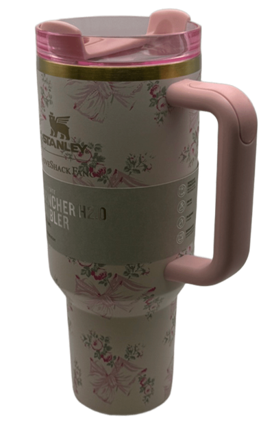 Термос термокружка Stanley Quencher H2.0 Tumbler из нержавеющей стали 1,18 л Vintage Pink Bow KT6007858 - изображение 8
