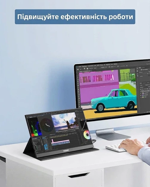 Портативний монітор 14" Yodoit PTM14 Full HD IPS 60 Гц - Уцінка - зображення 4