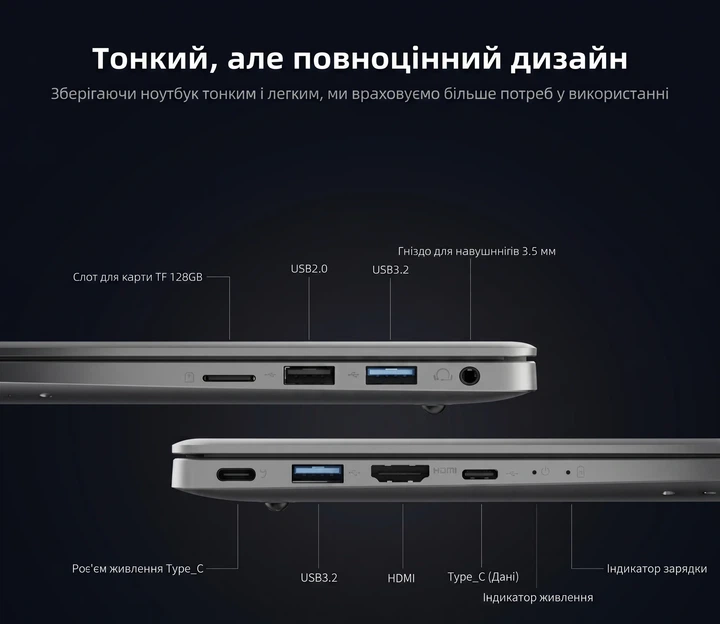 Ноутбук 15.6" ACEMAGIC AX15 Intel N150 RAM 16GB SSD 512GB Win11 Алюминиевый корпус (UKR) - Уценка - изображение 5