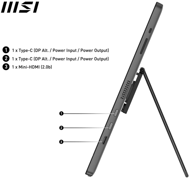 Монітор портативний 15.6" MSI PRO MP161DE E2 Full HD IPS 60 Гц Чорний - Уцінка - Фото 6 Монітор портативний 15.6" MSI PRO MP161DE E2 Full HD IPS 60 Гц Чорний - Уцінка - зображення 6