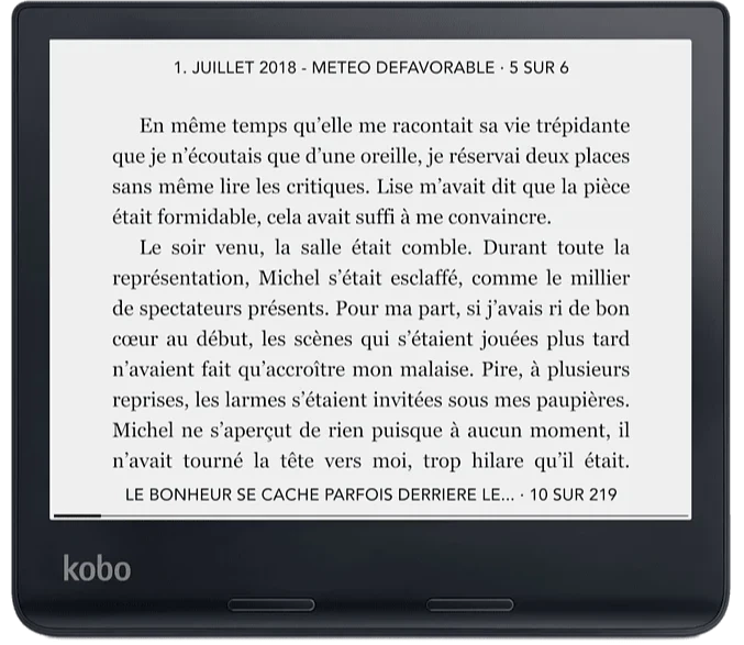 Электронная книга 8" Kobo Sage / 32 ГБ / Linux / Wi-Fi / Bluetooth / Сенсорный E-Ink экран (1440 × 1920) / Настраиваемая яркость / Влагозащищенность IPX8 / До 3 недель работы от батареи / Черная - Б/У - изображение 3