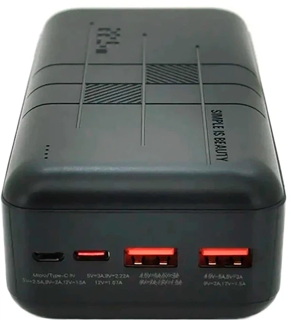 УМБ XO Power Bank 30000mAh PR189 QC&PD3.0 22.5W Black - изображение 2