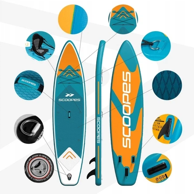 Надувна SUP дошка Scoopes Velo 350 см з веслом, сидінням, насосом та повним комплектом аксесуарів (112754) - изображение 6