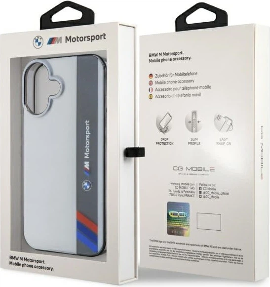 Etui plecki BMW Motorsport IML Vertical Stripe do Apple iPhone 16 Plus Grey (BMHCP16M23HTFEG) - obraz 8