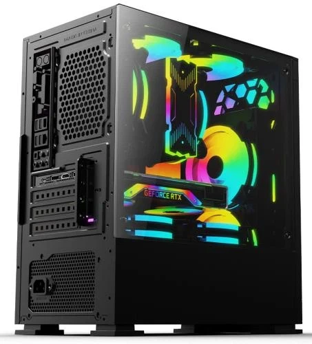 Корпус 2E Gaming CALLEO Black, без БЖ, Mini Tower, для Micro ATX / Mini ITX, 2xUSB 2.0, 1xUSB 3.0, 4x120 ARGB Fan, бічна панель із загартованого скла (2E-GB700) - зображення 4