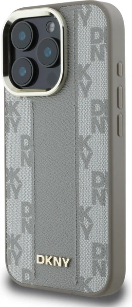 Etui plecki DKNY Leather Checkered Pattern MagSafe do Apple iPhone 16 Pro Beige (DKHMP16LPCPVSLE) - obraz 2