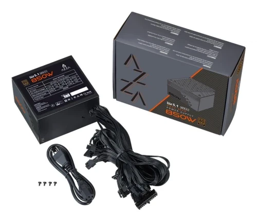 Блок живлення 850 Вт, AZZA, Black, 80+ Bronze, 12 см, 2xMolex / 6xSATA / 1x16-pin / 3x6+2-pin / 1x20+4-pin / 2x4+4-pin, захист OCP/OVP/OPP/SCP/OTP/UVP, ATX 3.1 (PSAZ-850W(ATX3.1)) - зображення 3