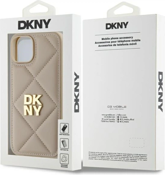 Etui plecki DKNY Quilted Stack Logo do Apple iPhone 14 Beige (DKHCP14SPQDSLE) - obraz 8