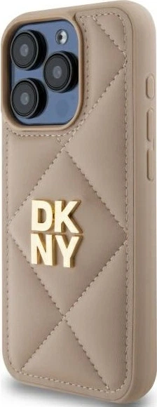 Etui plecki DKNY Quilted Stack Logo do Apple iPhone 15 Pro Beige (DKHCP15LPQDSLE) - obraz 2
