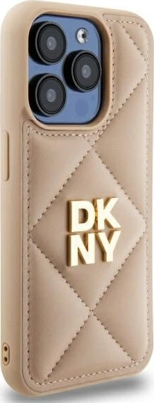 Etui plecki DKNY Quilted Stack Logo do Apple iPhone 15 Pro Beige (DKHCP15LPQDSLE) - obraz 4