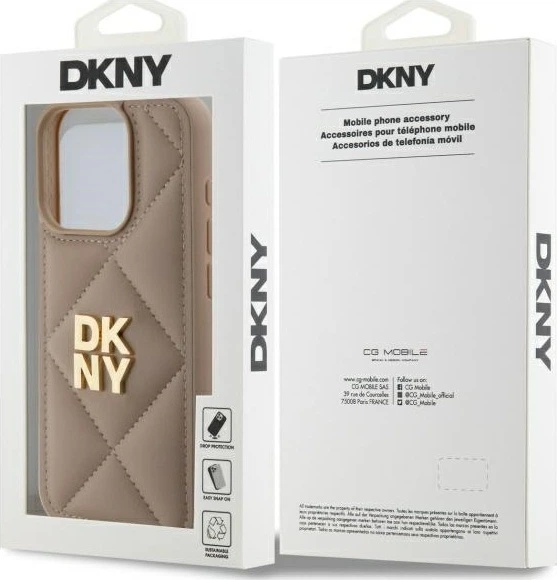 Etui plecki DKNY Quilted Stack Logo do Apple iPhone 15 Pro Beige (DKHCP15LPQDSLE) - obraz 8