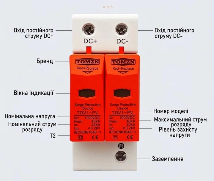 Устройство защиты от импульсных перенапряжений 600V DC УЗИП TOMZN