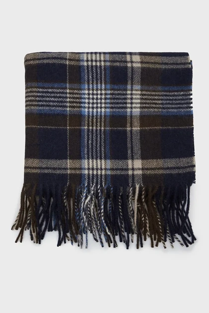 Чоловічий темно-синій картатий вовняний шарф CHECK WOVEN SCARF Gant OS 9920209 - изображение 2
