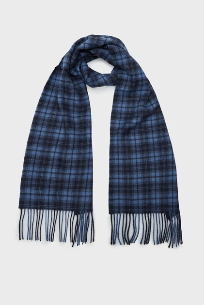 Чоловічий темно-синій картатий вовняний шарф CHECK WOVEN SCARF Gant OS 9920212 - Фото 1 Чоловічий темно-синій картатий вовняний шарф CHECK WOVEN SCARF Gant OS 9920212 - изображение 1
