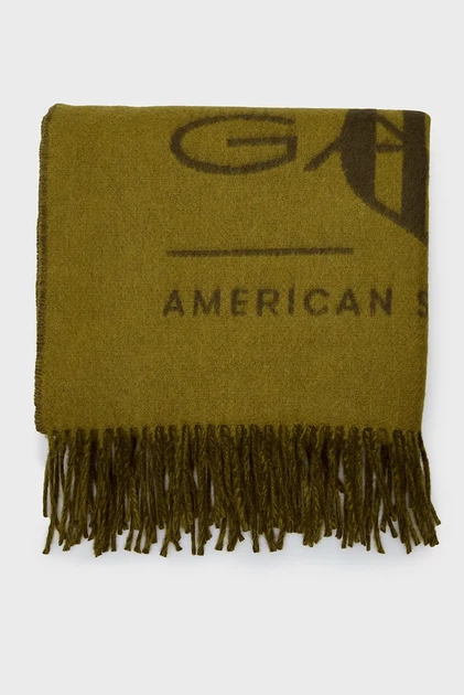 Чоловічий зелений вовняний шарф TONAL ARCHIVE WOVEN SCARF Gant OS 9920207 - Фото 2 Чоловічий зелений вовняний шарф TONAL ARCHIVE WOVEN SCARF Gant OS 9920207 - изображение 2