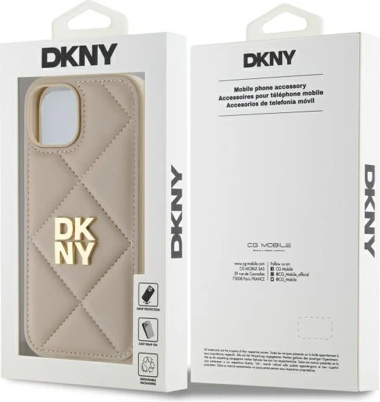 Etui plecki DKNY Quilted Stack Logo do Apple iPhone 15 Beige (DKHCP15SPQDSLE) - obraz 8