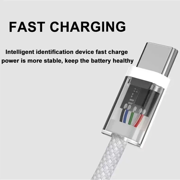 Кабель USB-C – USB-C 60W PD Type-C быстрая зарядка - изображение 2
