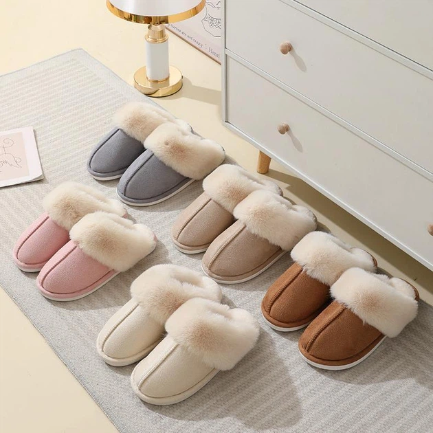Slippers Женские домашние тапочки с мехом — тёплые, мягкие, закрытые тапочки для дома 38–39, белого цвета KT8003802 - изображение 8