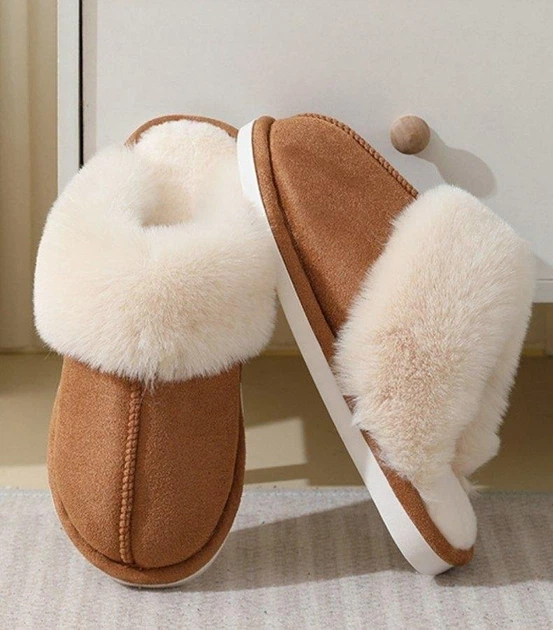 Slippers Женские домашние тапочки с мехом — тёплые, мягкие, закрытые тапочки для дома 38–39, коричневые KT8003812 - изображение 3