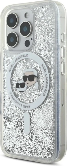Панель Karl Lagerfeld Liquid Glitter Karl&Choupette Head Magsafe для Apple iPhone 16 Pro Transparent (KLHMP16LLGKCSGH) - зображення 2