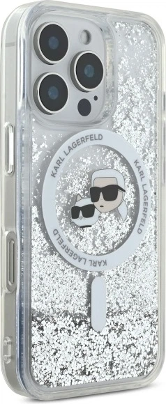 Панель Karl Lagerfeld Liquid Glitter Karl&Choupette Head Magsafe для Apple iPhone 16 Pro Transparent (KLHMP16LLGKCSGH) - зображення 4