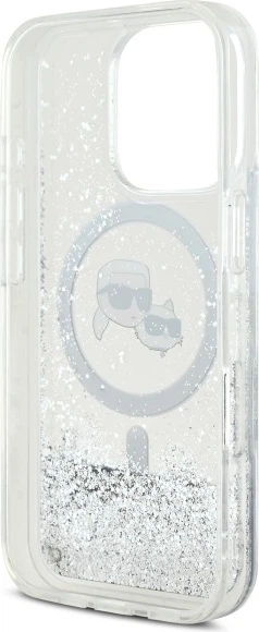 Панель Karl Lagerfeld Liquid Glitter Karl&Choupette Head Magsafe для Apple iPhone 16 Pro Transparent (KLHMP16LLGKCSGH) - зображення 7