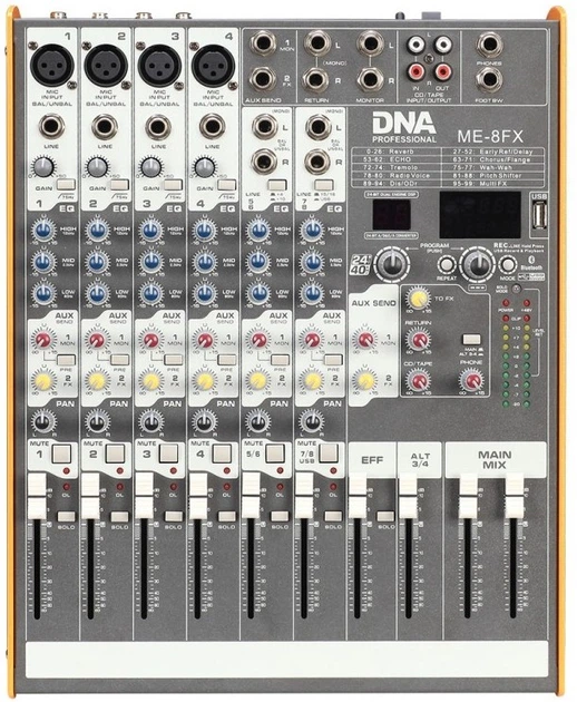 Mikser audio DNA ME-8FX 8 kanał USB Bluetooth (5907780143833) - obraz 2