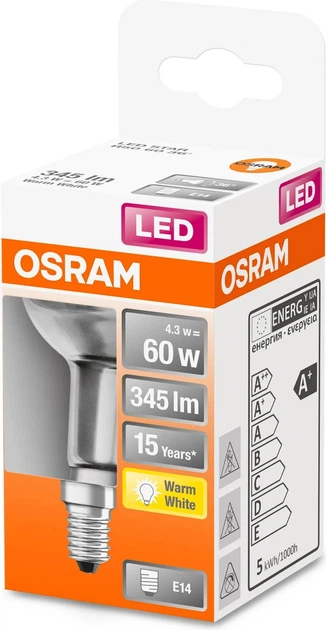 Żarówka LED OSRAM Star R50 60 36° 4.3 W 827 E14 (4058075126022) - obraz 2