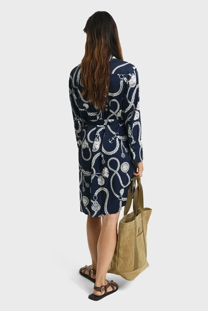 Жіноча темно-синя сукня з візерунком REL SAILING PRINT SHIRT DRESS Gant 36 4503388 - изображение 2