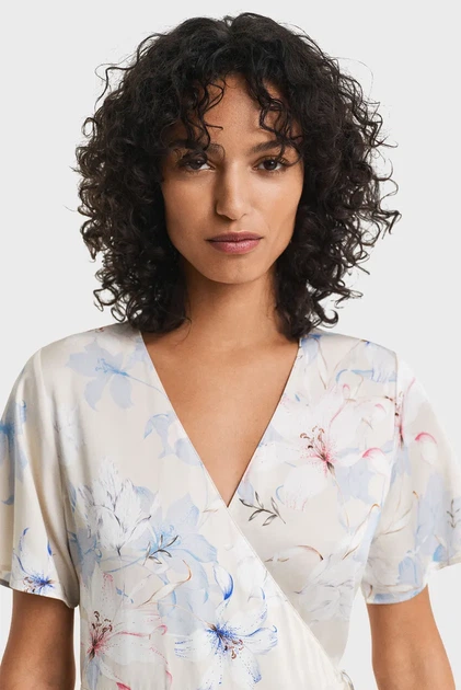 Жіноча біла сукня з візерунком FLORAL PRINT WRAP SS FRILL DRESS Gant 34 4503417 - изображение 4