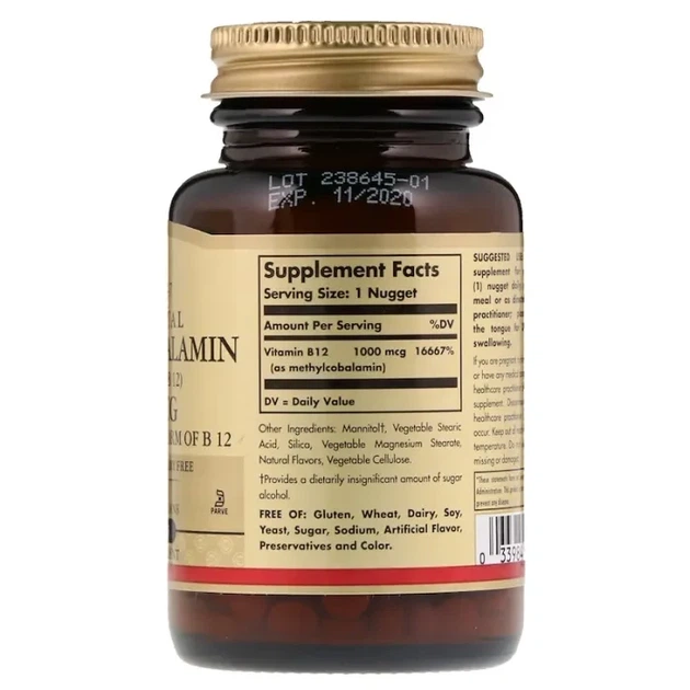 Вітамін В12 Solgar (Sublingual Methylcobalamin В12) 1000 мкг 30 таблеток (SOL-01950) - изображение 2