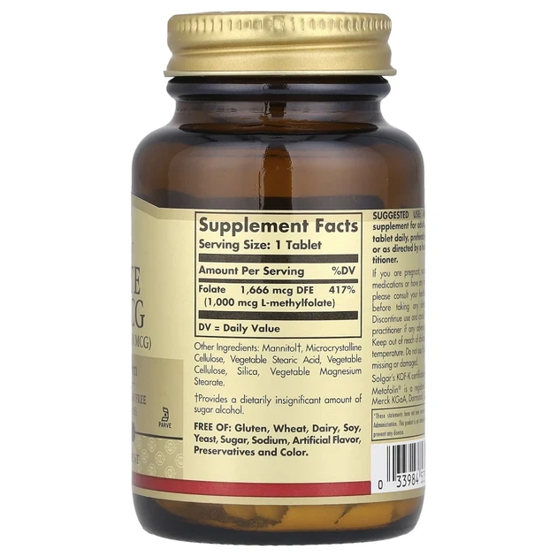 Фолат Solgar (Folate) 1000 мкг 120 таблеток (SOL-53596) - изображение 2